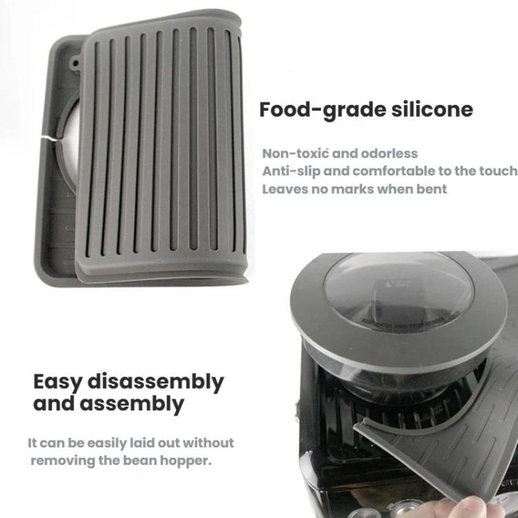 Grey food-grade silicone mat with ribbed grip texture and circular opening