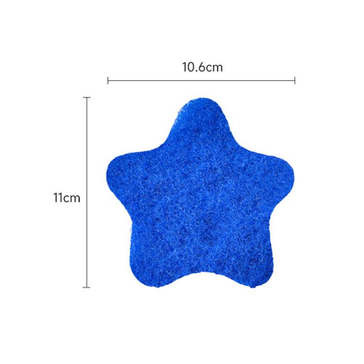 Blue felt star-shaped lint remover pad, 10.6 cm x 11 cm