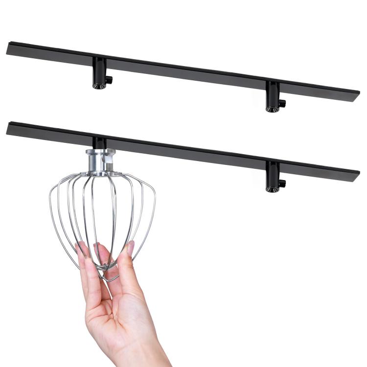 Black wall-mount mixer accessory hook rail with whisk attachment, 4-pack
