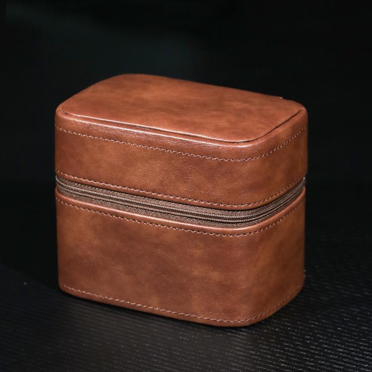 Lily-patterned Watch Case With Zipper Leather Watch Storage Pouch