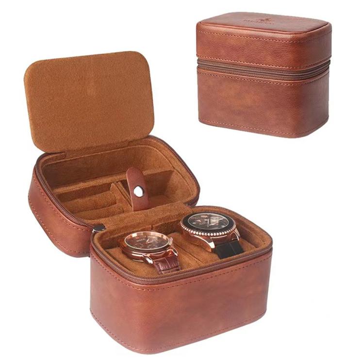 Lily-patterned Watch Case With Zipper Leather Watch Storage Pouch