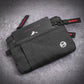 Black RFID card holder wallet with card slot, red-accent zipper and key strap