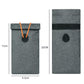 Gray roll-up drawstring pouch with size labels, 17cm and 22cm