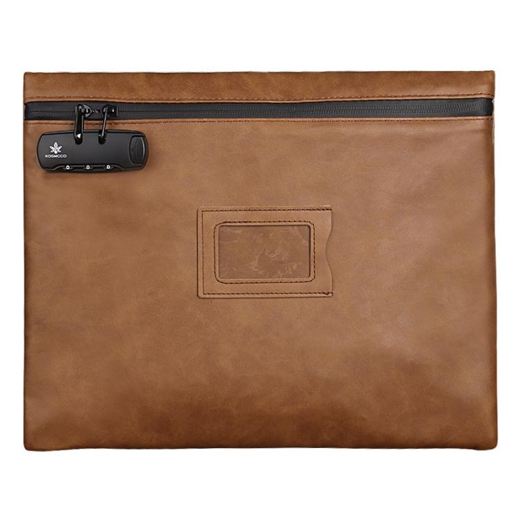 KOSMCCO CL250 Password Lock Leather Document Pouch A4 Large Capacity File Organizer ID Holder