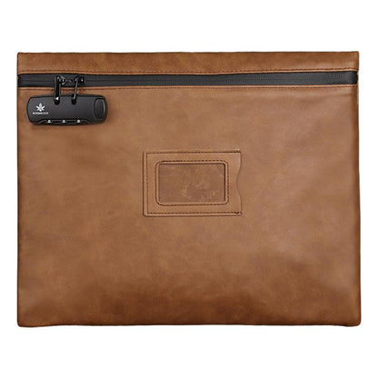 KOSMCCO CL250 Password Lock Leather Document Pouch A4 Large Capacity File Organizer ID Holder