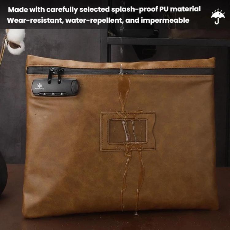 KOSMCCO CL250 Password Lock Leather Document Pouch A4 Large Capacity File Organizer ID Holder