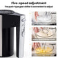 Electric egg mixer with 5-speed dial on the side and whisking beaters