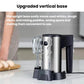 Vertical stand mixer base with two whisk beaters and upright handheld body