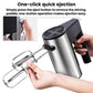 Electric egg beater mixer showing eject button and removable chrome stirring paddles
