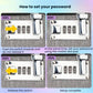 Anti-theft card wallet password setup steps shown with combination lock keypad