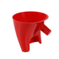 Red plastic flour funnel attachment with side dispensing chute