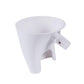 White plastic flour funnel attachment with side dispensing chute