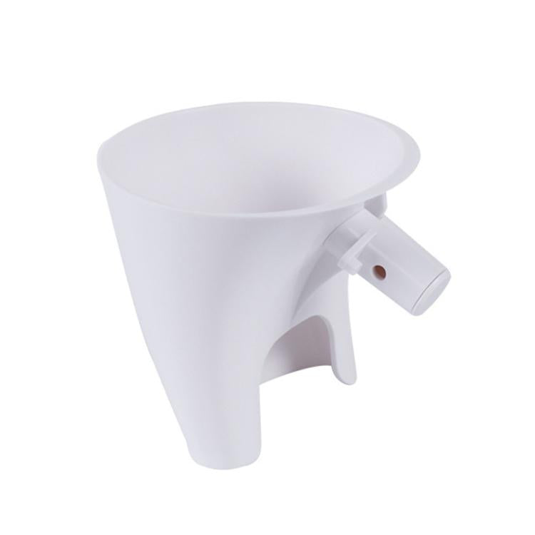 White plastic flour funnel attachment with side dispensing chute
