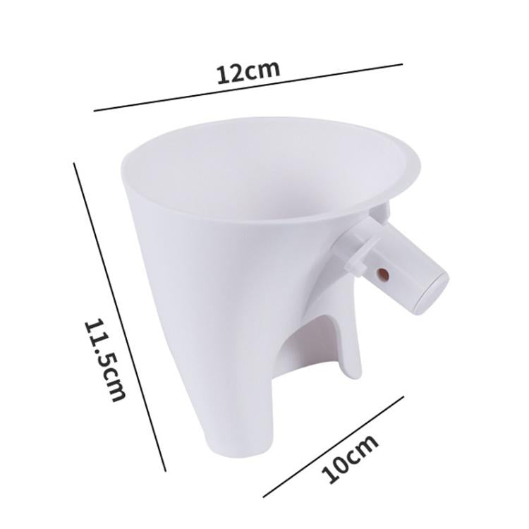 White flour funnel attachment with size markings: 12 cm x 11.5 cm x 10 cm