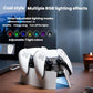 White dual controller charging dock with visible LED glow effects