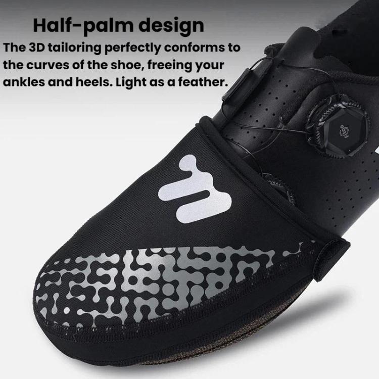 WEST BIKING half-length shoe cover with half-palm style cutout and reflective stripe