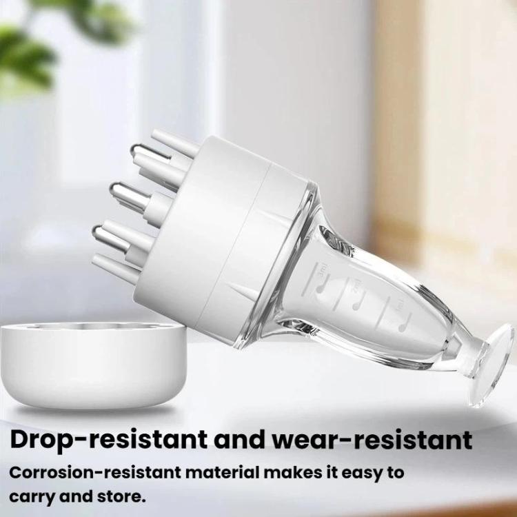 Clear and white scalp serum applicator with roller comb and dispensing tips