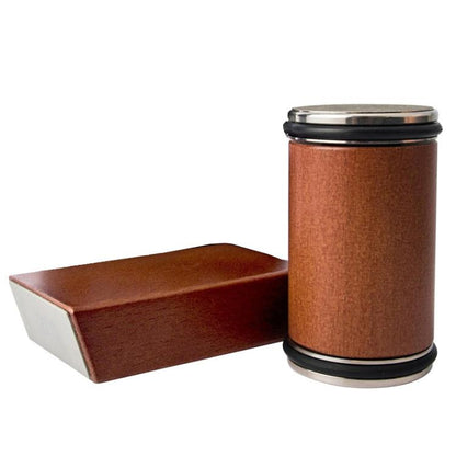 Brown magnetic roller knife sharpener set with adjustable angle support block