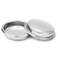 Stainless steel blind basket bowl with matching flat metal lid