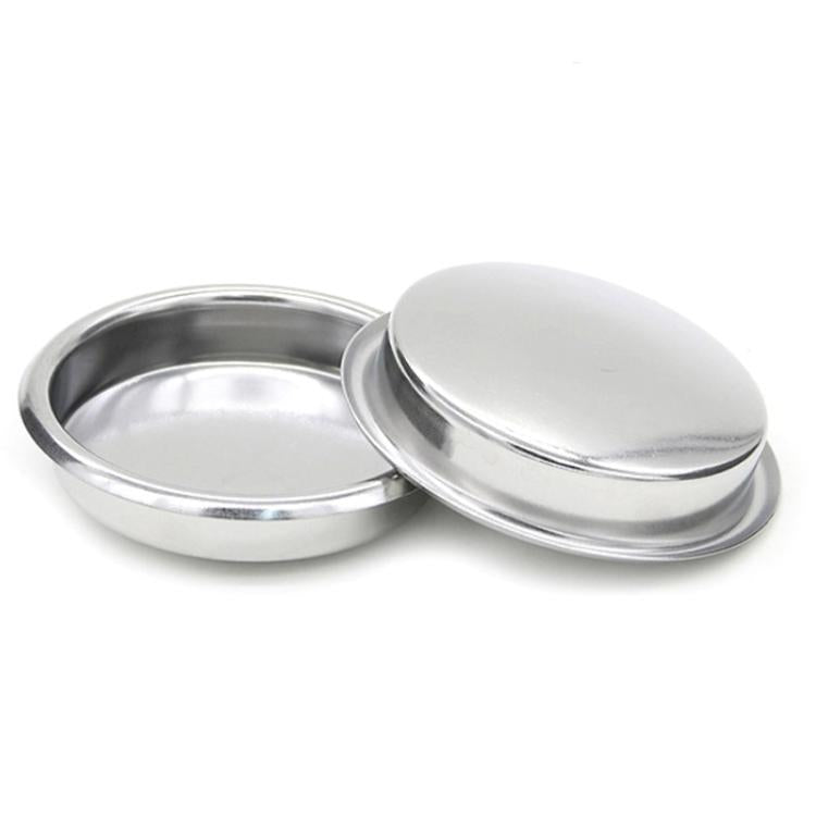 Stainless steel blind basket bowl with matching flat metal lid