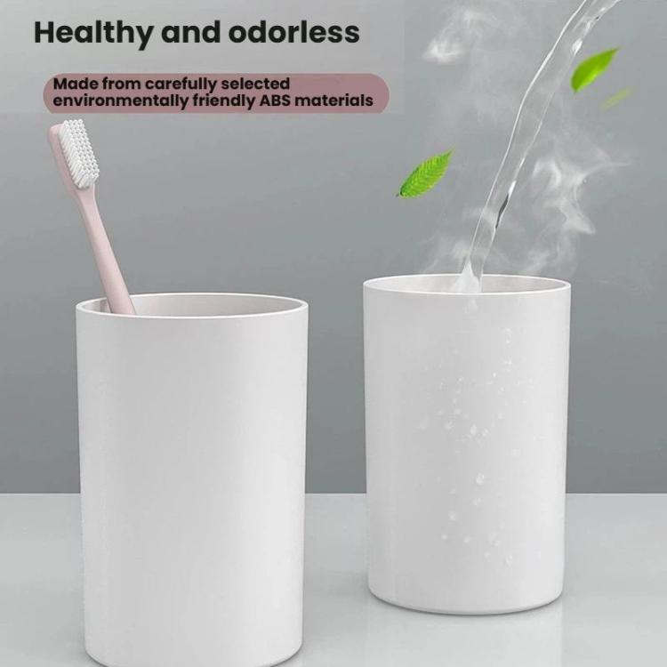 White cup holders for toothbrush rinsing and mouthwash storage