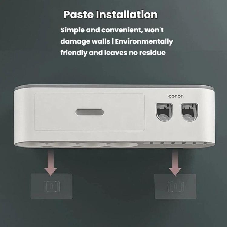 White dual toothpaste dispenser wall rack with mounting brackets and cup holders
