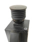 White ribbed bean hopper air blower attachment mounted on a grinder body with black outlet