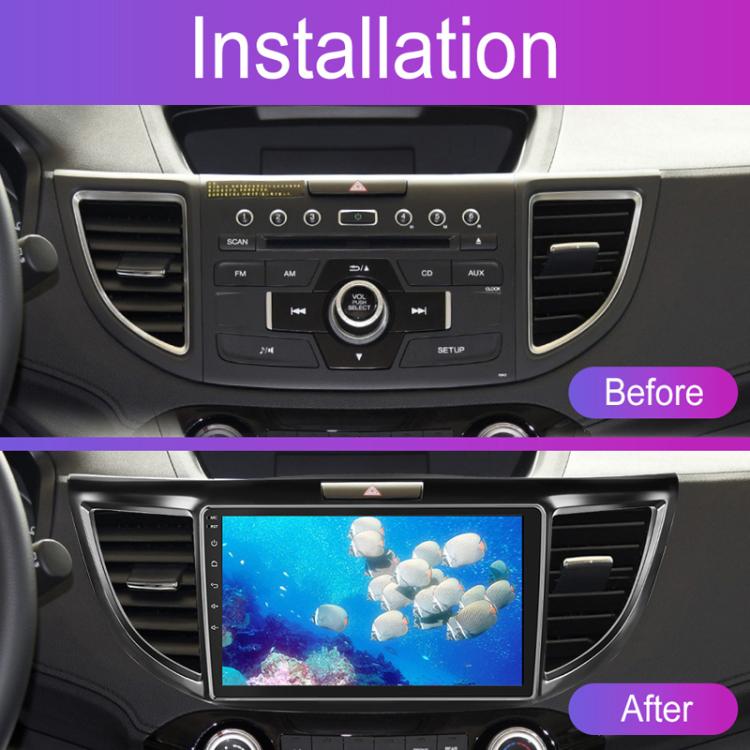 Car dashboard installation showing navigation head unit integrated into center console