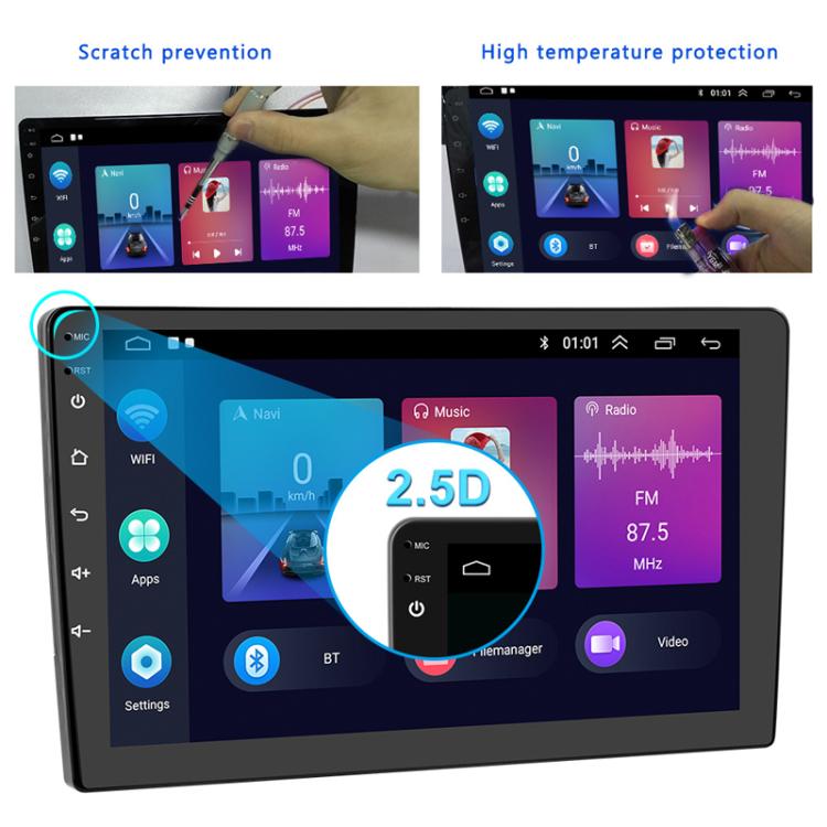 Android car navigation head unit with 2.5D touchscreen and app interface tiles