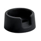 Black coffee portafilter tamping base stand, rounded design with recessed top