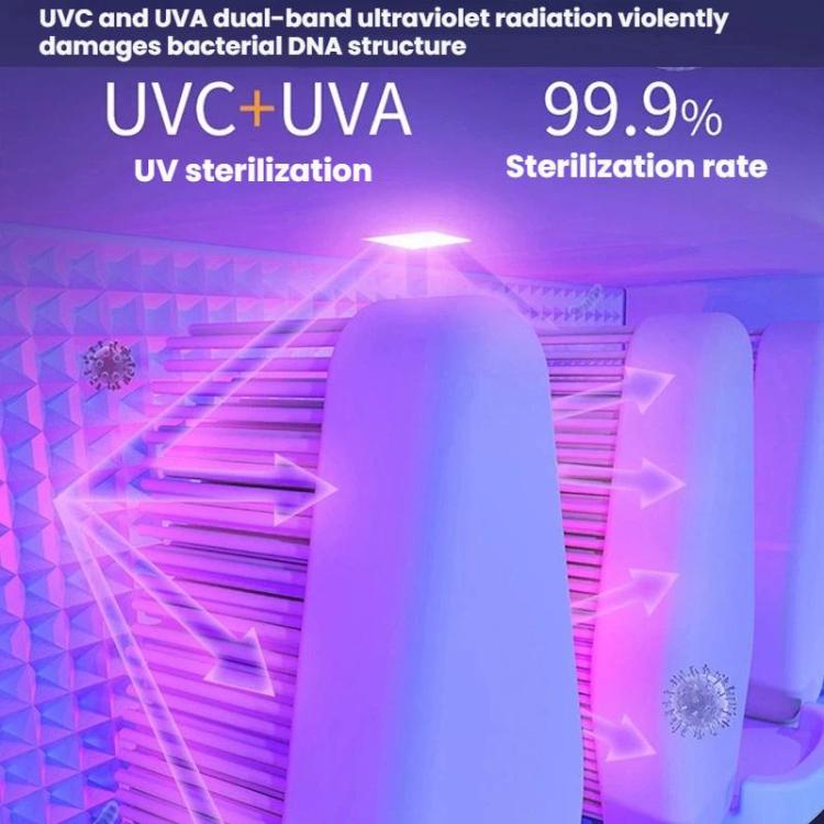 White smart toothbrush holder showing UV light glow inside the sterilizing area