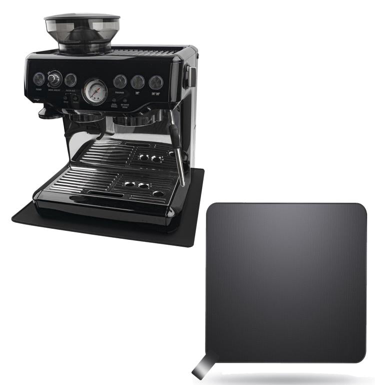 Coffee machine absorbent sliding pad, dark gray with corner grip tab