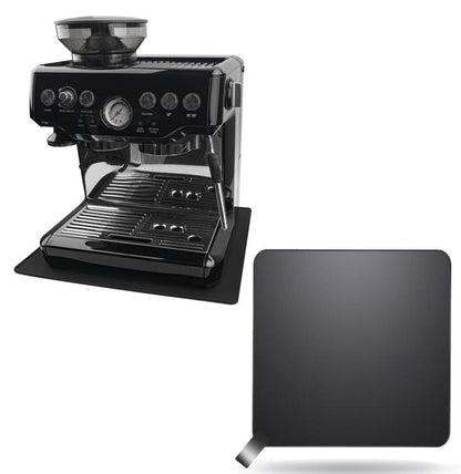 Coffee machine absorbent sliding pad, dark gray with corner grip tab