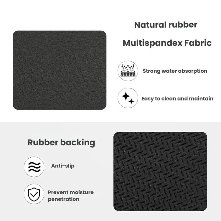 Coffee machine absorbent pad material: fabric top with rubber backing for grip and cleaning