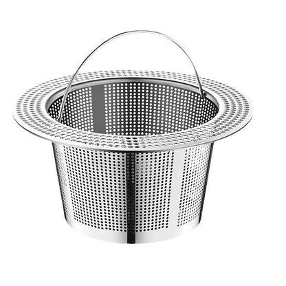 Stainless steel cone pulp strainer filter with handle ring, perforated mesh basket