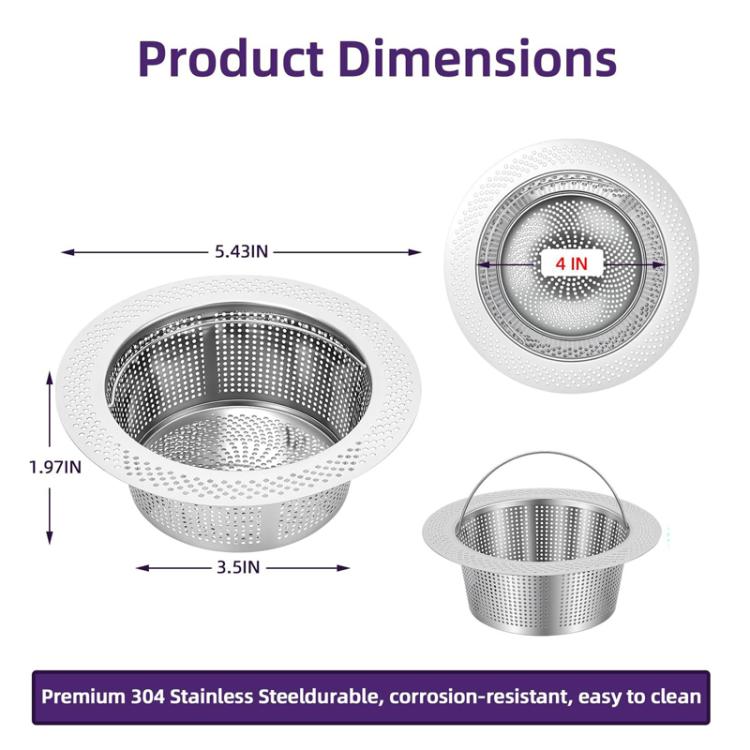 Stainless steel cone filter accessory, round perforated mesh strainer basket