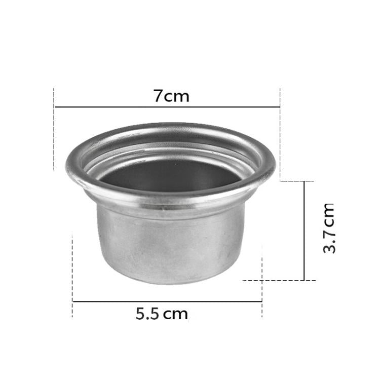 Stainless steel 4-cup portafilter basket filter with 7 cm diameter measurement