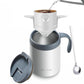 White portable drip coffee cup with thermal cup, lid, and included spoon