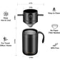 Black portable coffee maker cup with drip brewer and insulated thermos base