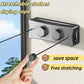 Gray retractable wire clothesline drying rack with dual stretch ropes and knobs