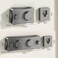 Wall-mounted retractable wire clothesline housing in gray with mounting bracket