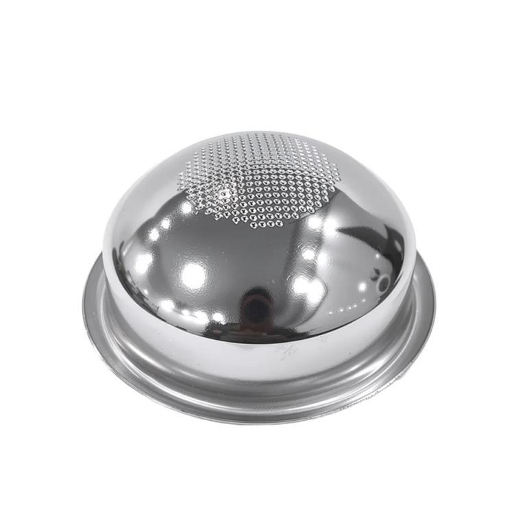 Stainless steel spherical bottom portafilter basket with fine perforation mesh