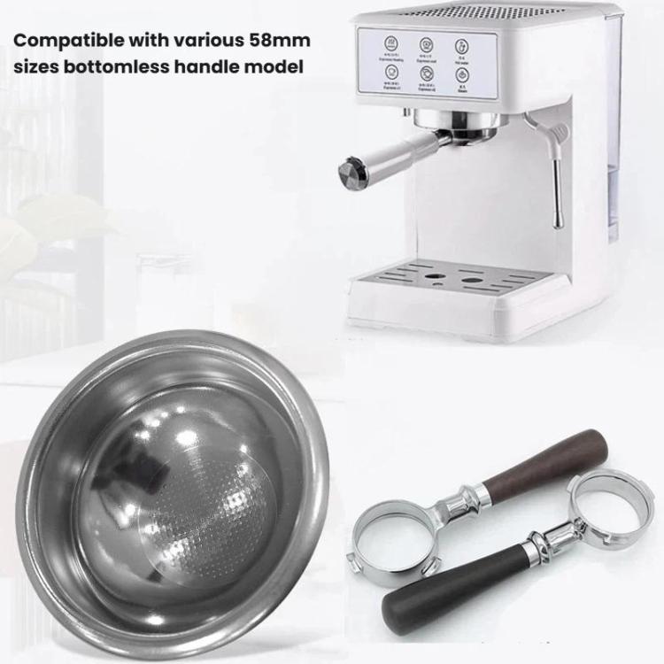 Stainless steel portafilter basket with fine mesh spherical bottom insert