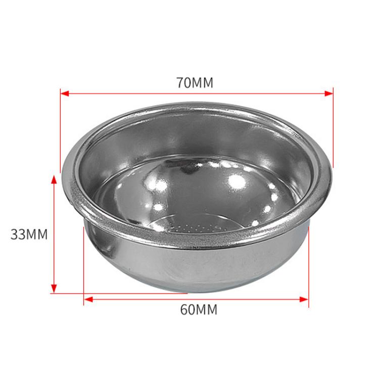 Stainless steel spherical portafilter basket, 70mm x 60mm x 33mm