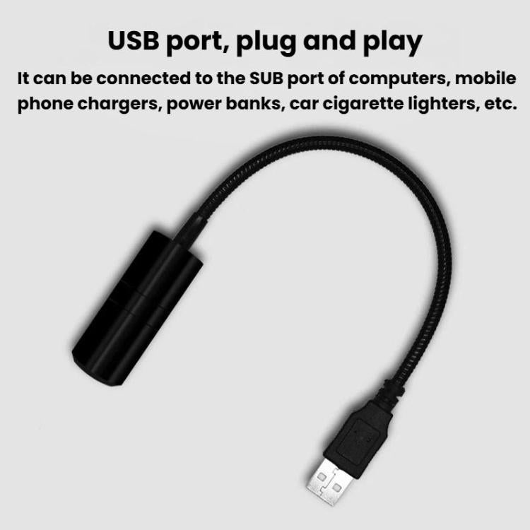 USB plug and cable projection light for powering from USB ports