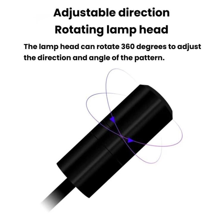 Universal USB car interior projection ambient light with rotating lamp head