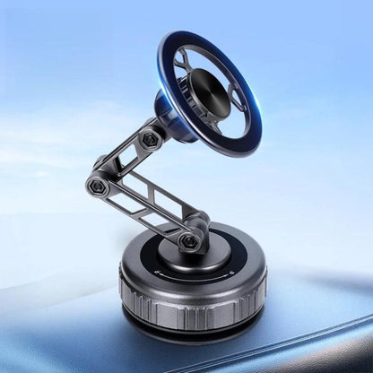 Car phone suction magnetic holder with adjustable metal arm and round base