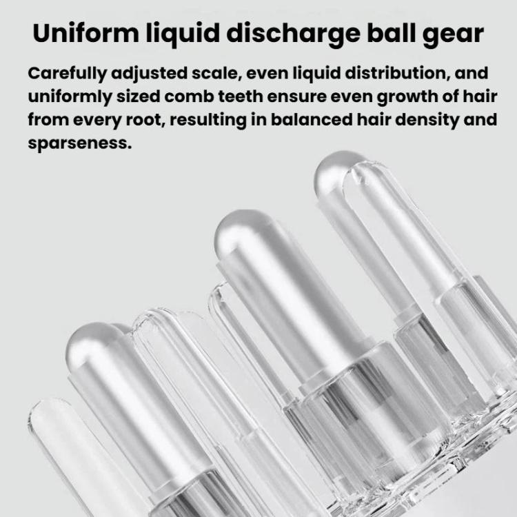 Clear comb-style applicator head with multiple evenly spaced prongs