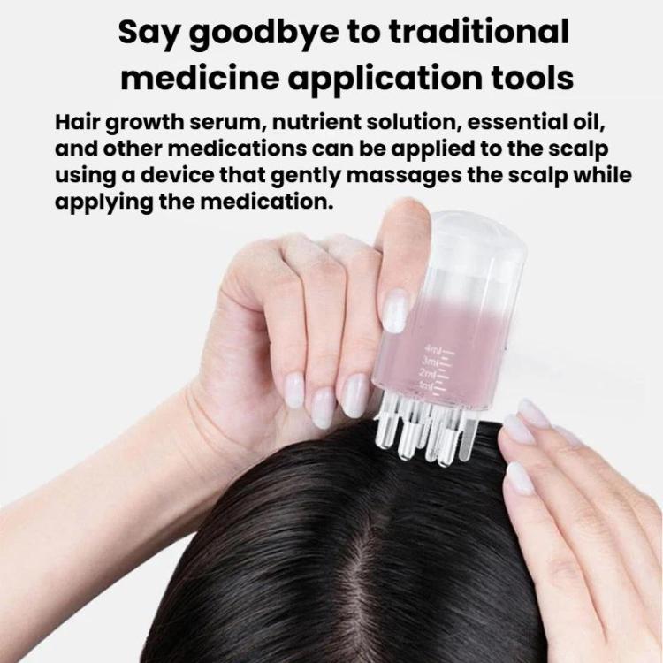 Hands holding a clear scalp applicator bottle with prong tips for treatment