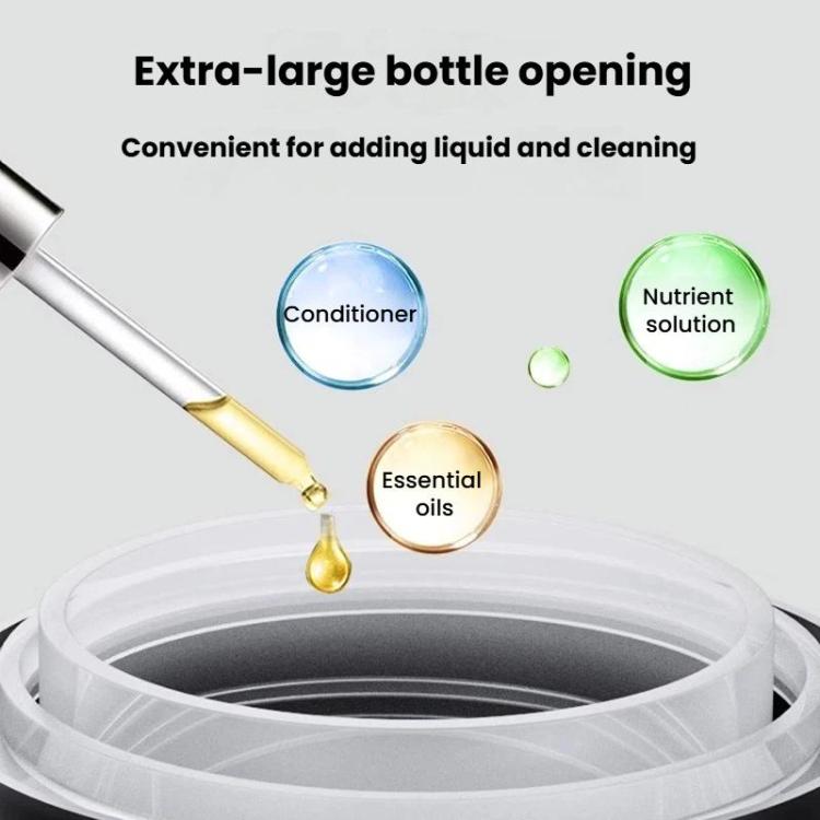 Open round bottle reservoir with accessory spout for adding liquids